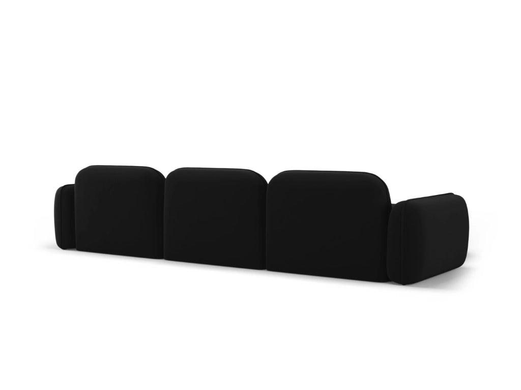 Cosmopolitan Design - Divano angolare modulare sinistro "Sydney" 4 posti in velluto nero 