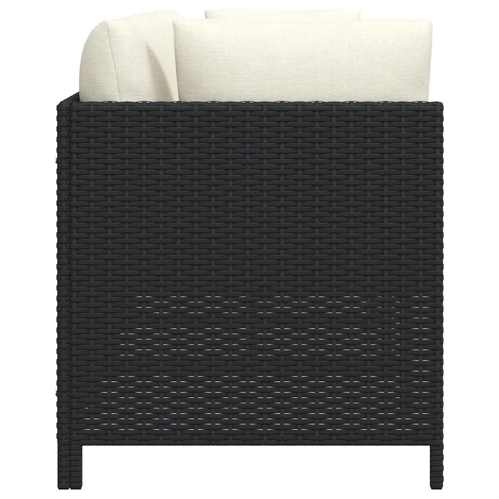 Divano da Giardino a 4 Posti con Cuscini Nero in Polyrattan cod mxl 70670
