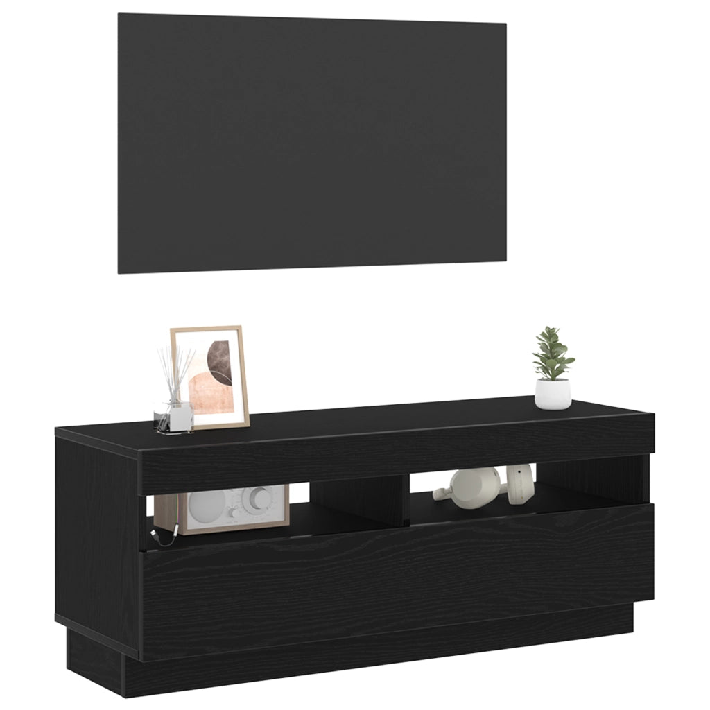 Mobile TV  con luci LED Rovere Nero 100x35x40 cm in legno ingegnerizzato