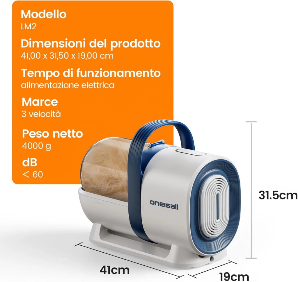 toelettatura e aspirazione a Vuoto per Animali Domestici, Tosatrice per Cani e Gatto Pelo Lungo Professionale, 7 Strumenti per la toelettatura Per la depilazione di cani e gatti (1,5L)