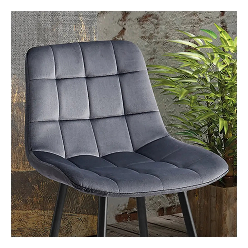 Sedia da bancone JUTE – Velluto grigio scuro – Gambe in metallo – Altezza 95 cm – Stile contemporaneo