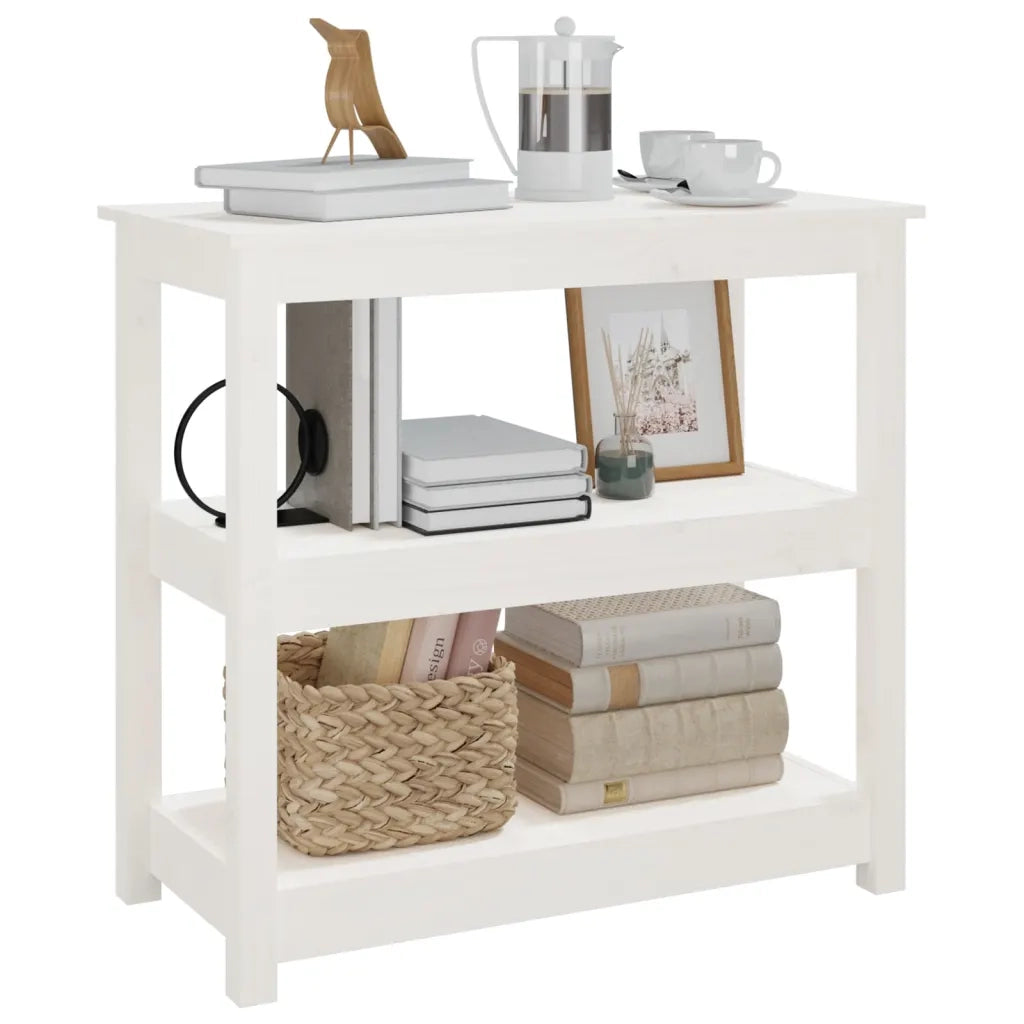 Tavolo Consolle Bianco 80x40x74 cm in Legno Massello di Pino cod mxl 14818