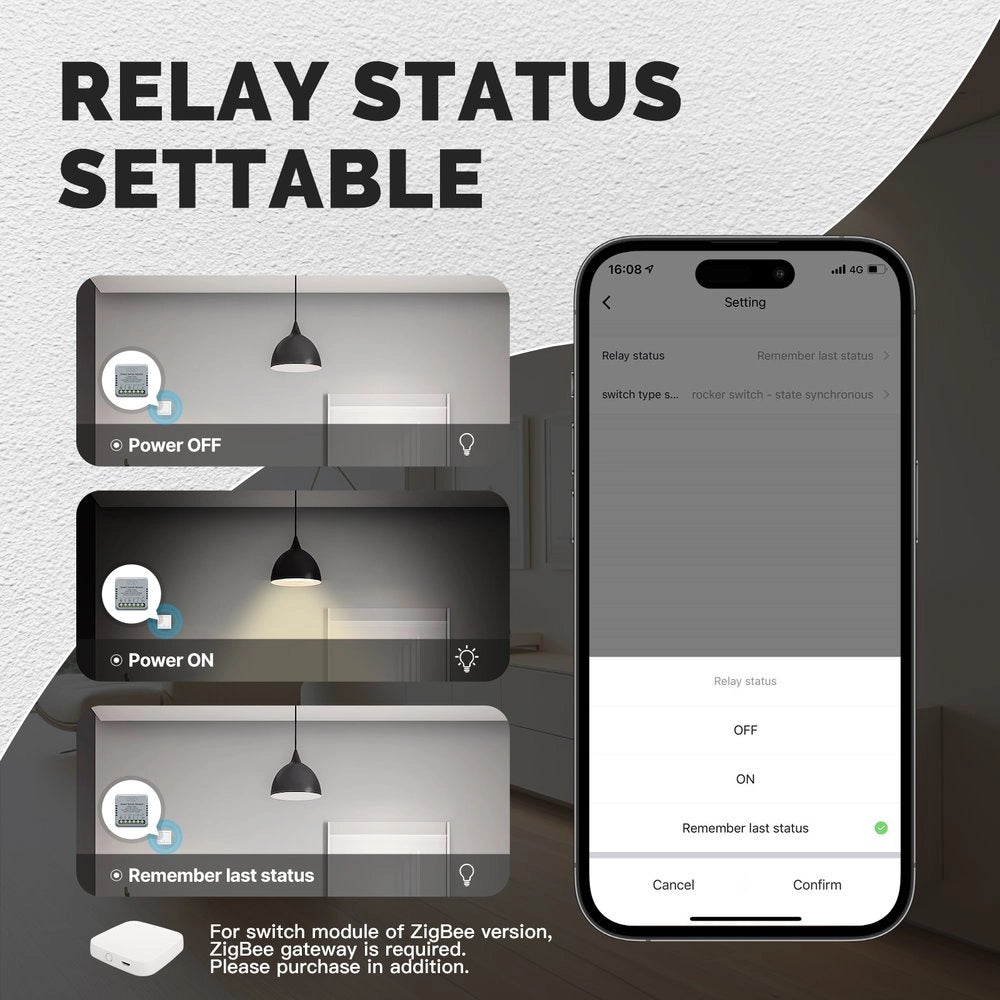 Relè Passo Passo Mini Interruttore ZigBee 3.0, 2 Canali 10A TUYA, Smart Life 10A AC 90-250V 50/60HZ 2200W 40X40X18mm IP20