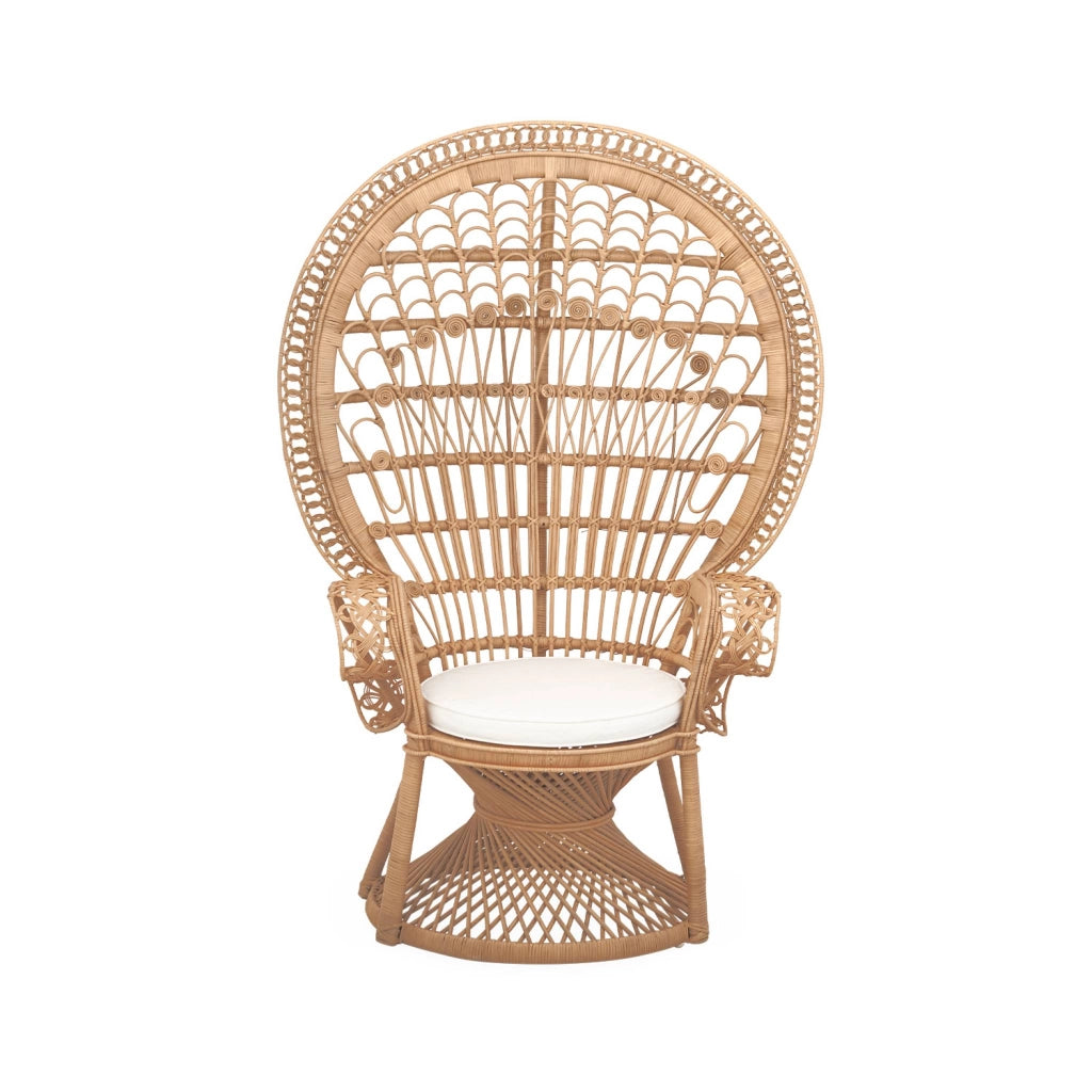Poltrona vintage in rattan, marrone naturale