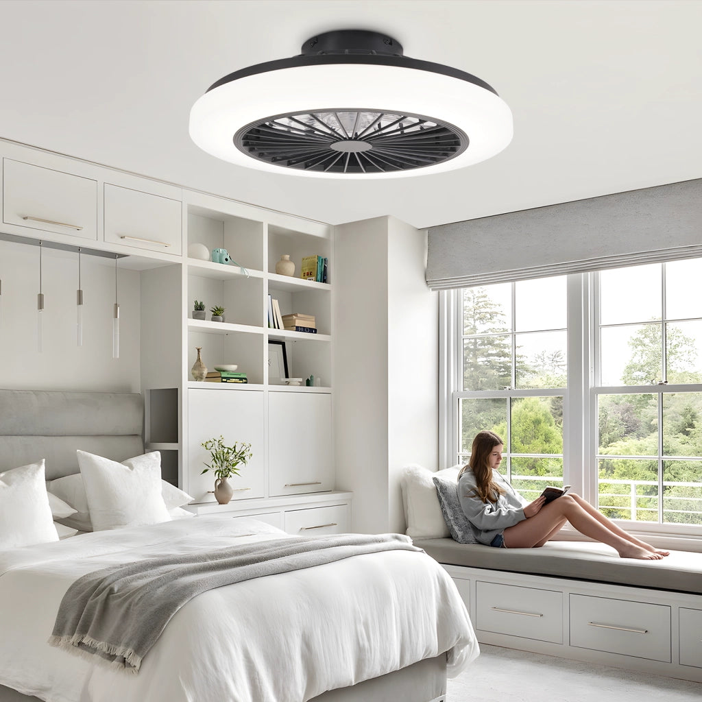 ZMH Ventilatore da soffitto a LED bianco con illuminazione Ventilatore da 40 W silenzioso con telecomando dimmerabile