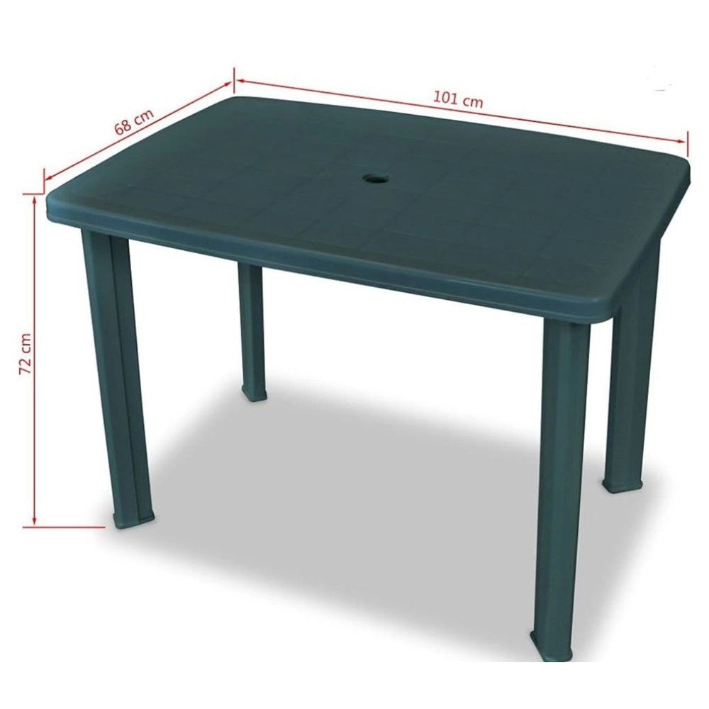 Trade Shop - Tavolo Da Giardino Verde Esterno Resistente 101x68xh72cm Con Foro Ombrellone 023738 -