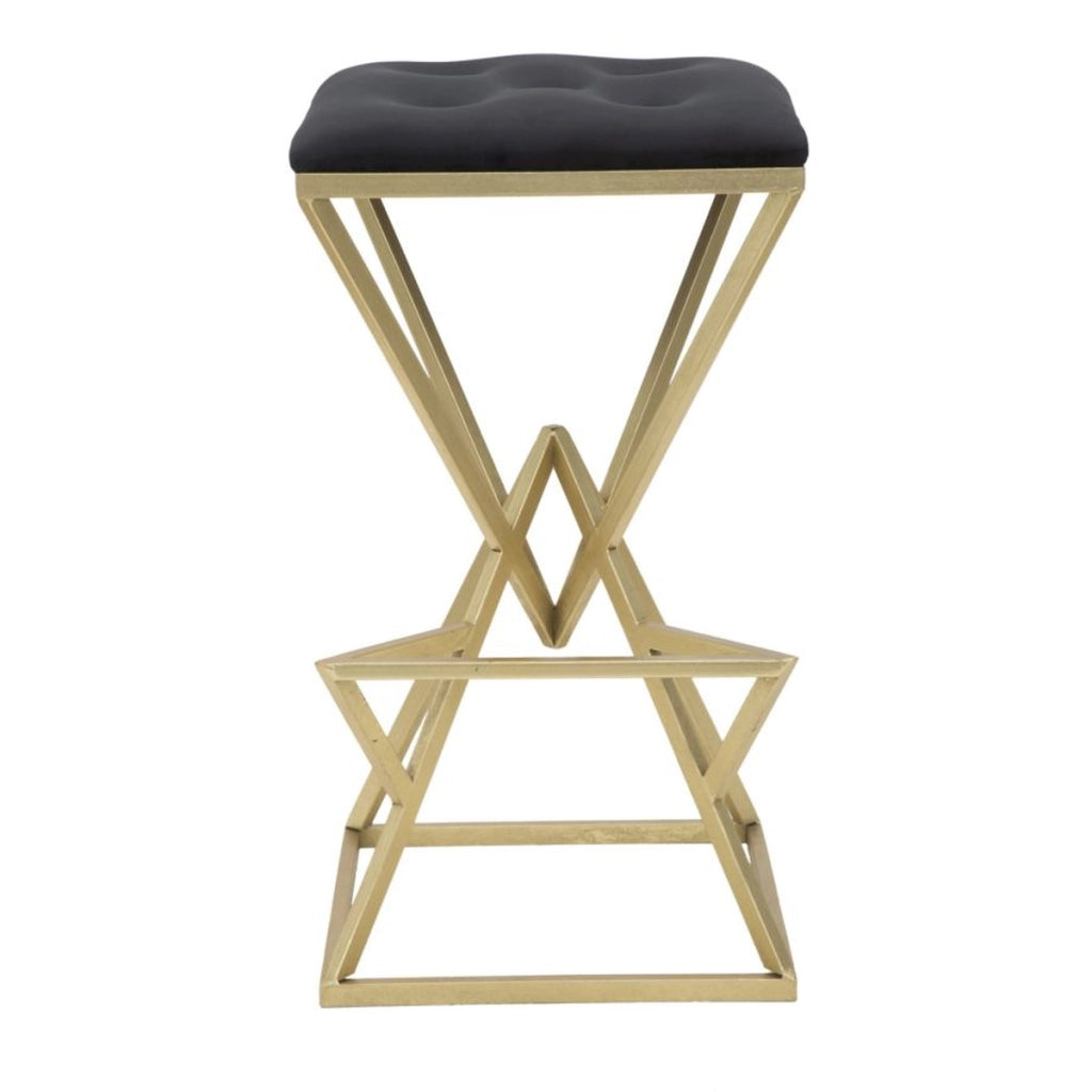Sgabello Basso Triangoli, Oro, Metallo, 40x40x75 cm