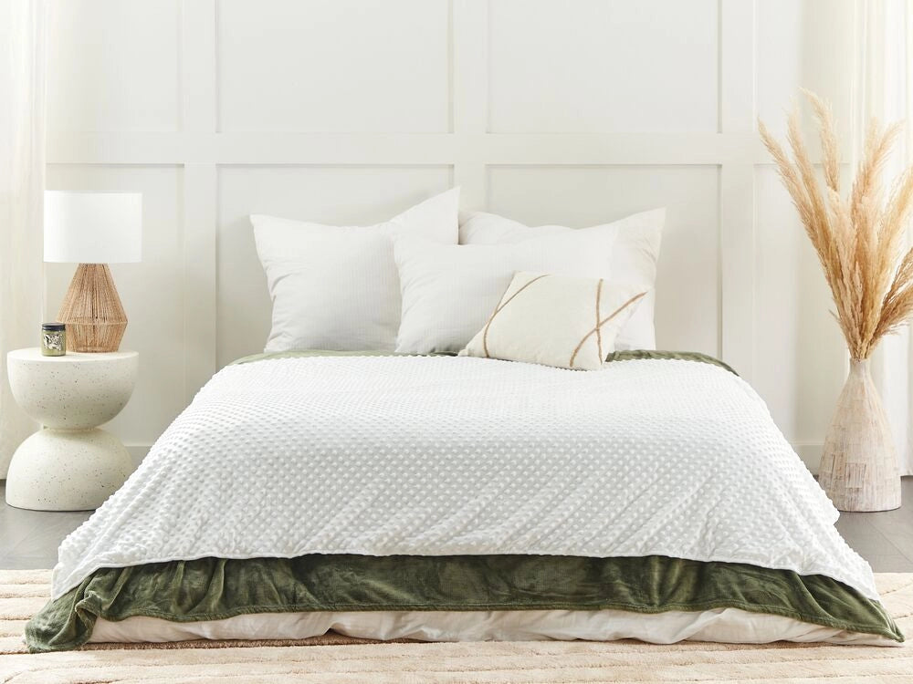 Copripiumino per coperta ponderata Bianca Tessuto poliestere 135 x 200 cm Motivo a pois Design moderno Tessile camera da letto