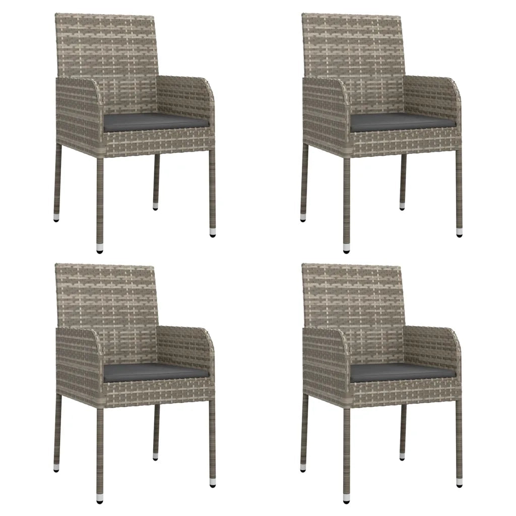 Set da Pranzo da Giardino 5 pz con Cuscini in Polyrattan Grigio 3185018
