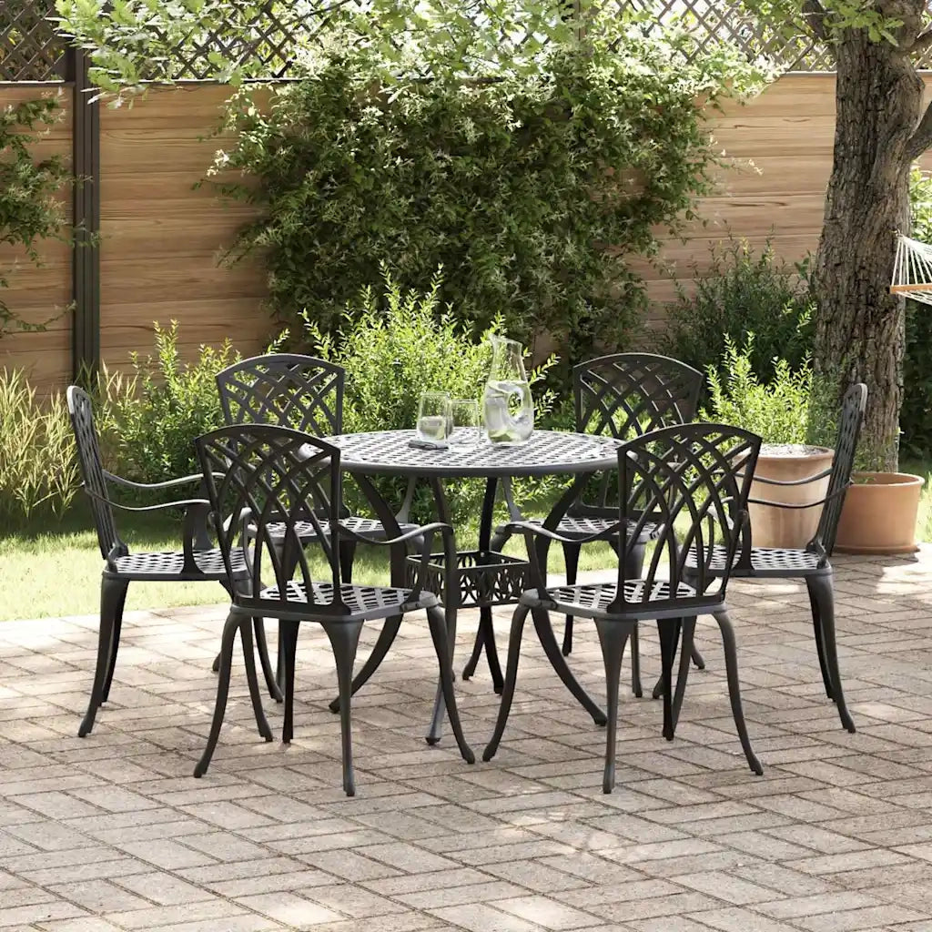 Set da Pranzo per Giardino 7 pcs Nero Alluminio 3334721