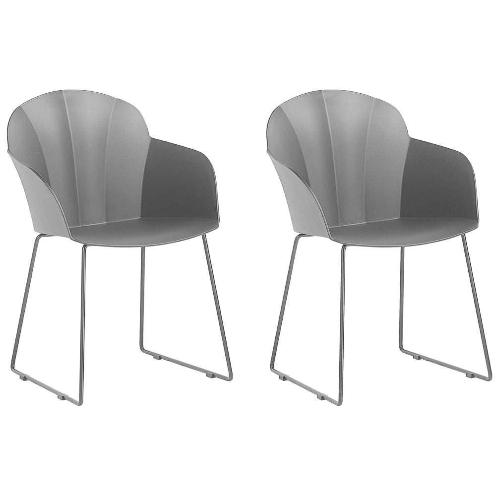 Set di 2 sedie da pranzo in materiale sintetico Nero gambe in metallo Nero formate con schienale moderno soggiorno