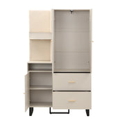 Mobile Ingresso Con 1 Anta; 2 Cassetti E Barra Estraibile; Pannelli Imbottiti; in MDF; 110??38??186 cm; Beige E Grigio