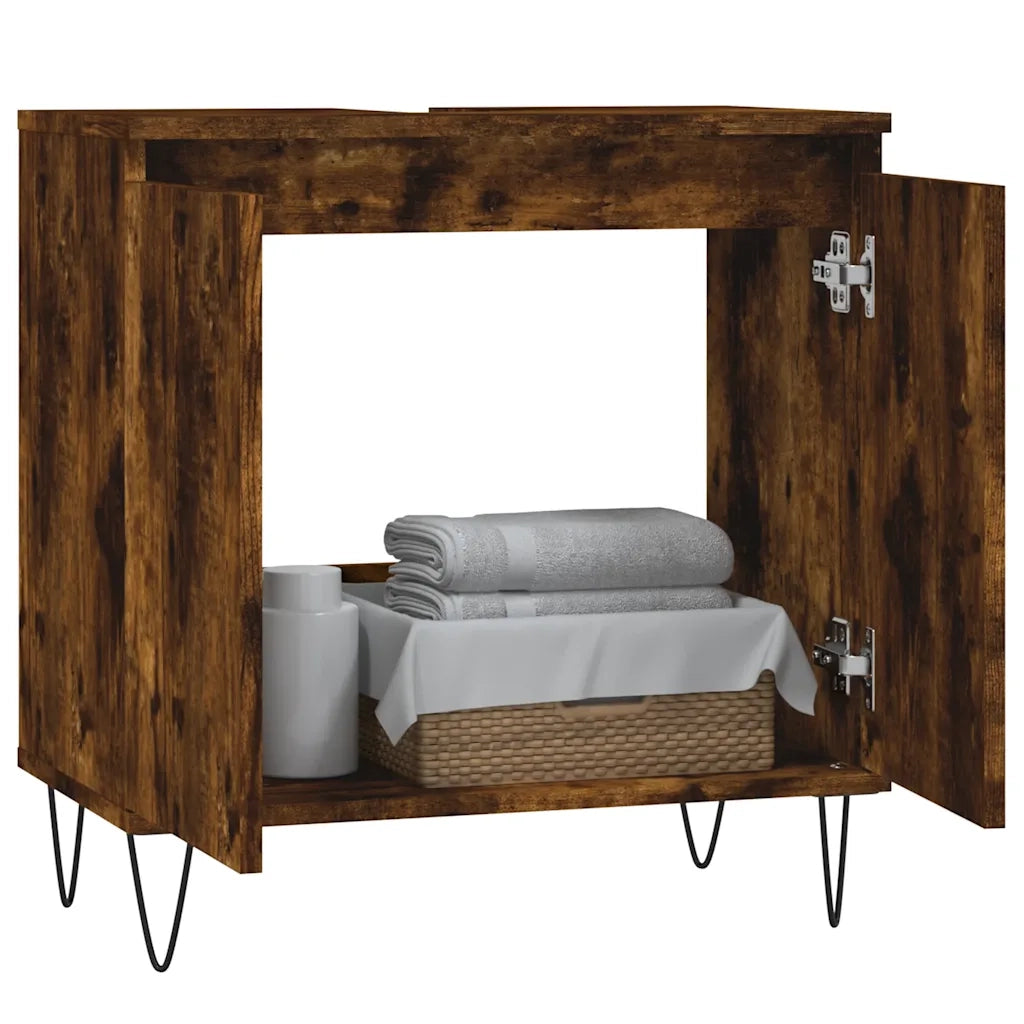 Armadietto Bagno | Armadio da bagno Rovere Fumo 58x33x60 cm in Legno Multistrato