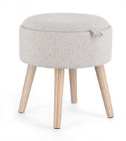 Sgabello Contenitore Ø 39x42,5 cm Zoya in Bouclè Grigio