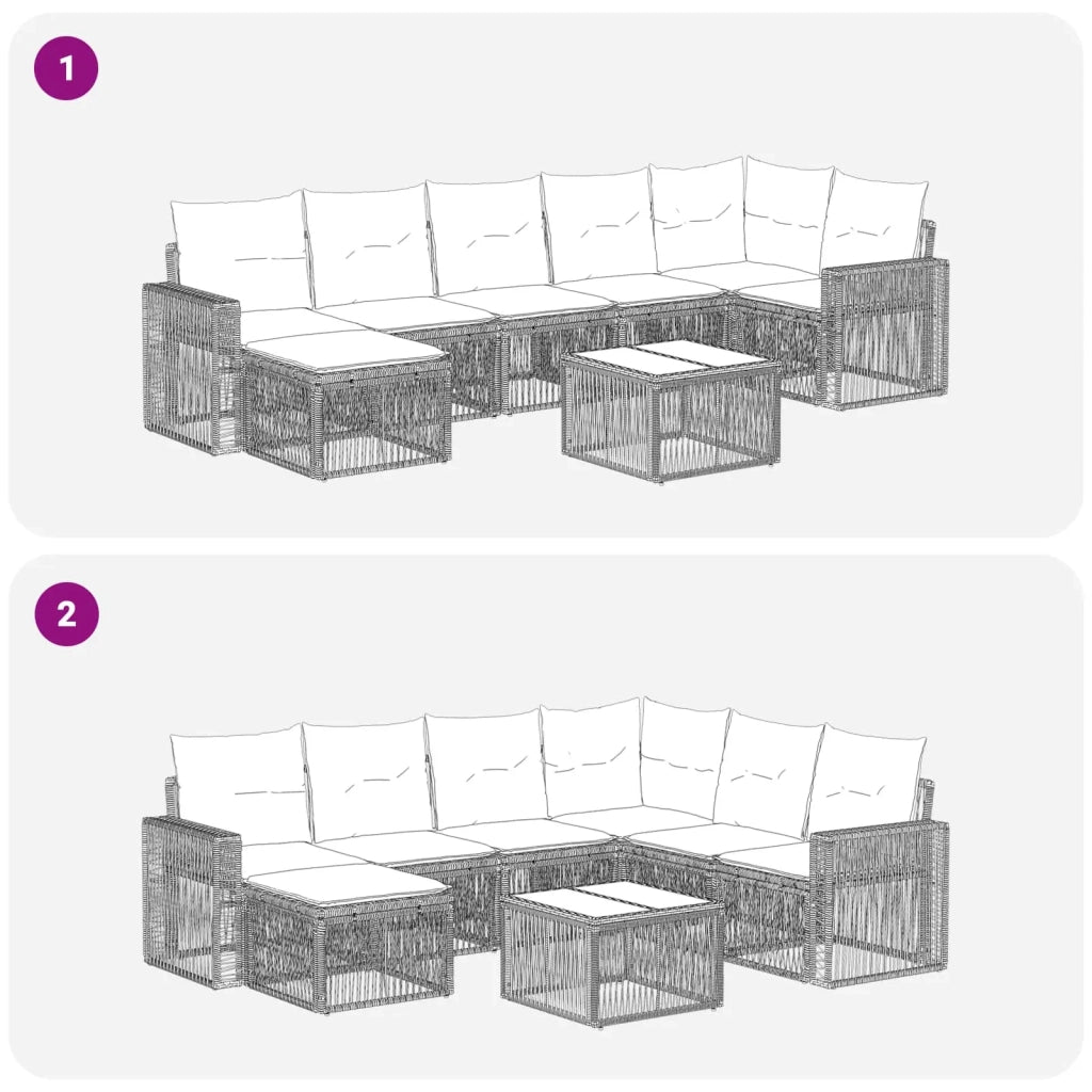 Set Divano da Giardino 8 pcs Beige e Bianco Crema polyrattan 3435201