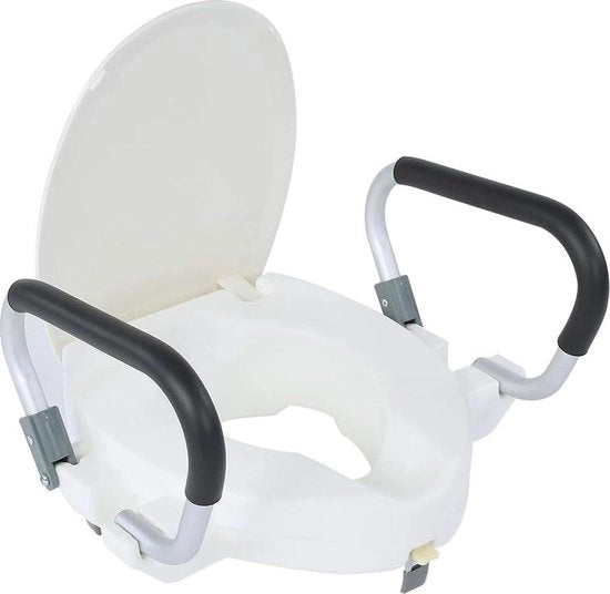 Braccio di sostegno per toiletto elevato - 10 cm elevato - supporto per gomiti rimovibile - per disabili, anziani, donne in stato di gravidanza.