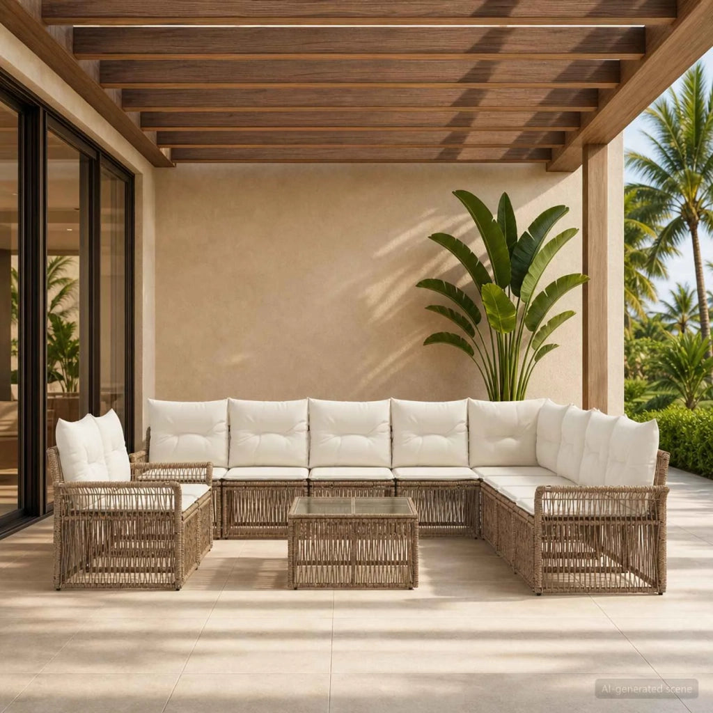 Set Divano da Giardino 11 pcs Beige polyrattan 3434880