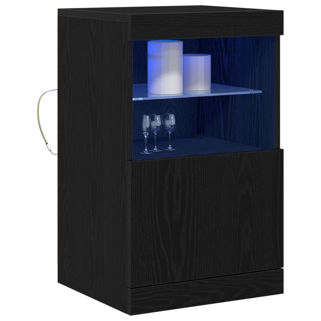 Mobile con luci LED Rovere Nero 41x37x67 cm