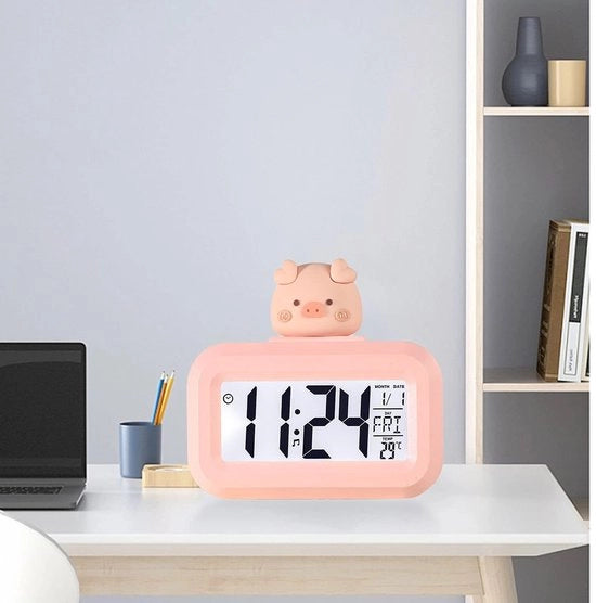 Orologio Digitale per Bambini, Carrello da Cucina con Display Calendario e Temperatura, Orologio da Camera con Schermo LED e Sensore di Temperatura