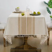 Tavolo esterno quadrato, tovaglia impermeabile in lino e cotone per esterni con pennelli, tovaglia spessa e liscia per pranzare, festeggiare, stile rustico - 55 x 70 pollici, linee marrone scuro