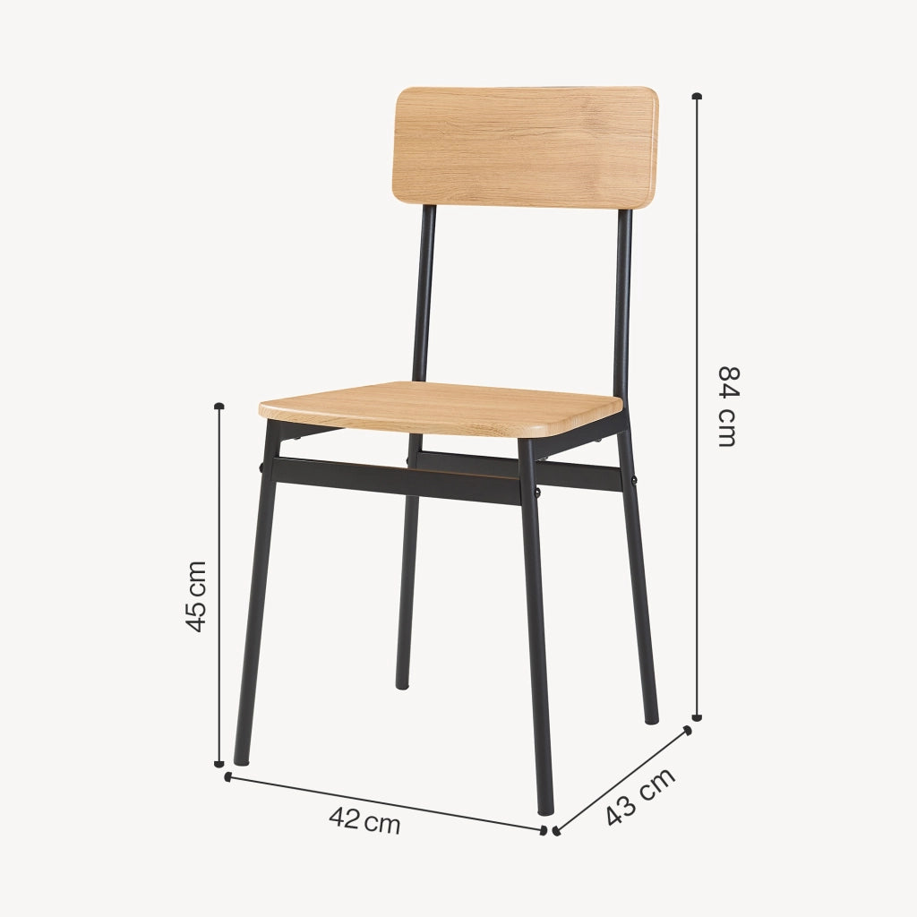 Set da Pranzo Pollenev Tavolo con Piano 100x70 cm e 4 Sedie - Effetto Rovere / Nero [en.casa]