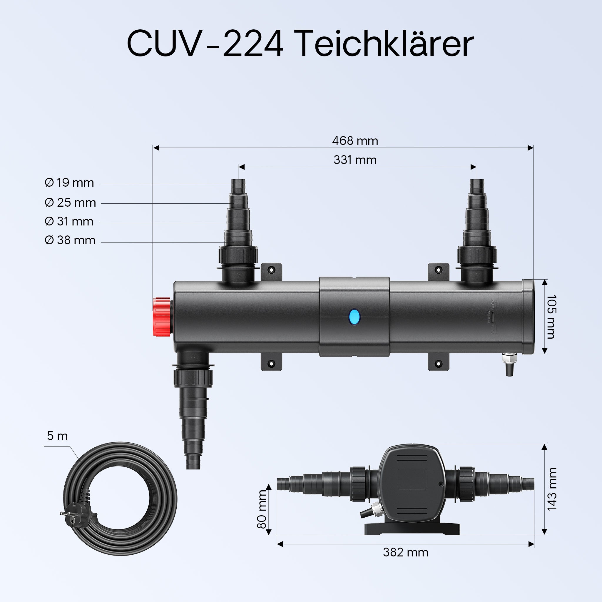 Set per stagni 60000l 24W depuratore per stagni 80W ECO pompa