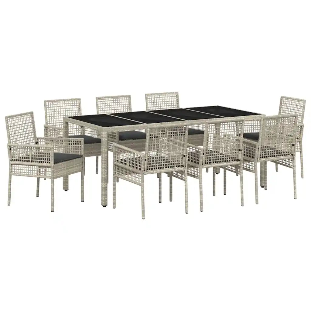 Set da Pranzo per Giardino 9 pcs Grigio chiaro polyrattan 3334900