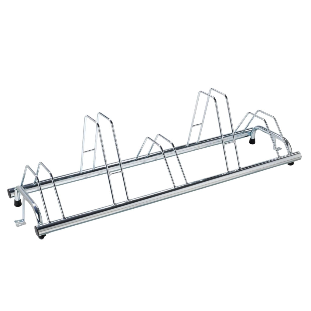 Andrys Rastrelliera Bici 5 Posti con Tappi PVC Alto/Basso Zincato Argento