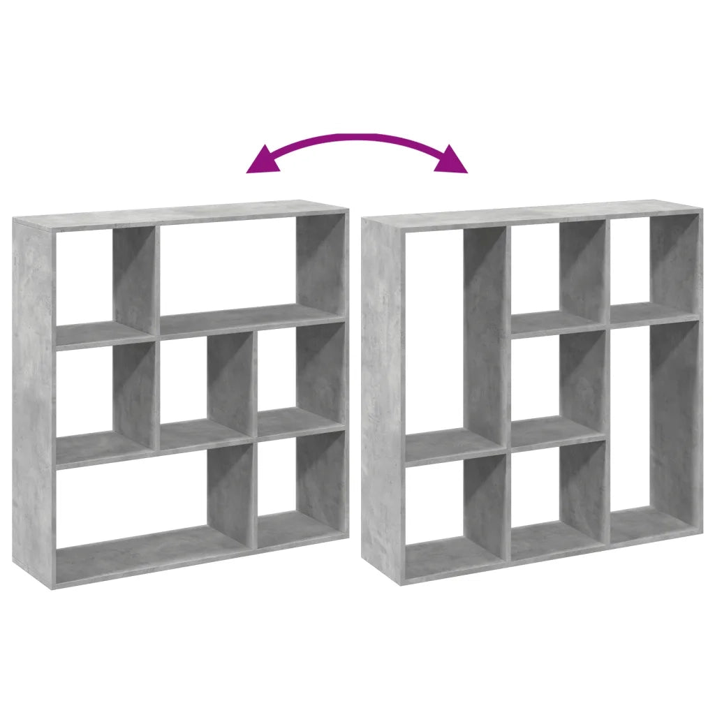Libreria Divisorio-Scaffale per Libri-Mobile di Stoccaggio Grigio Cemento 102x29x103,5 cm in Truciolato