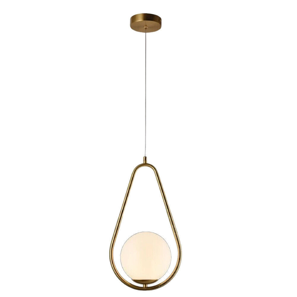 Trade Shop - Lampadario A Sospensione Design A Goccia Bronzo Metallo Con Sfera Lampada Attacco G9 A27 -