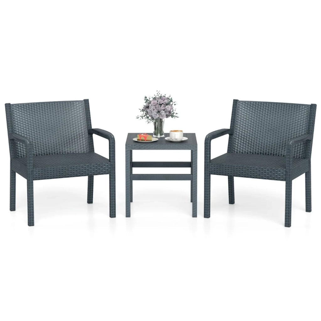 Set di 3 mobili da giardino ergonomici con tavolino laterale 63 x 58 x 77,5 cm massimo comfort stile contemporaneo PP grigio 20_0011904
