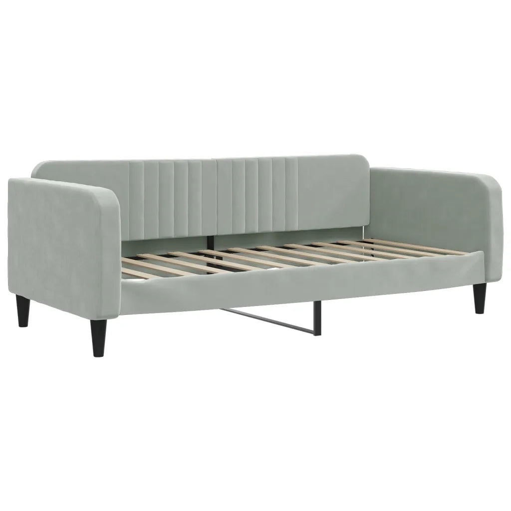 Divano Letto Estraibile Cassetti Grigio Chiaro 90x190cm Velluto 3197124