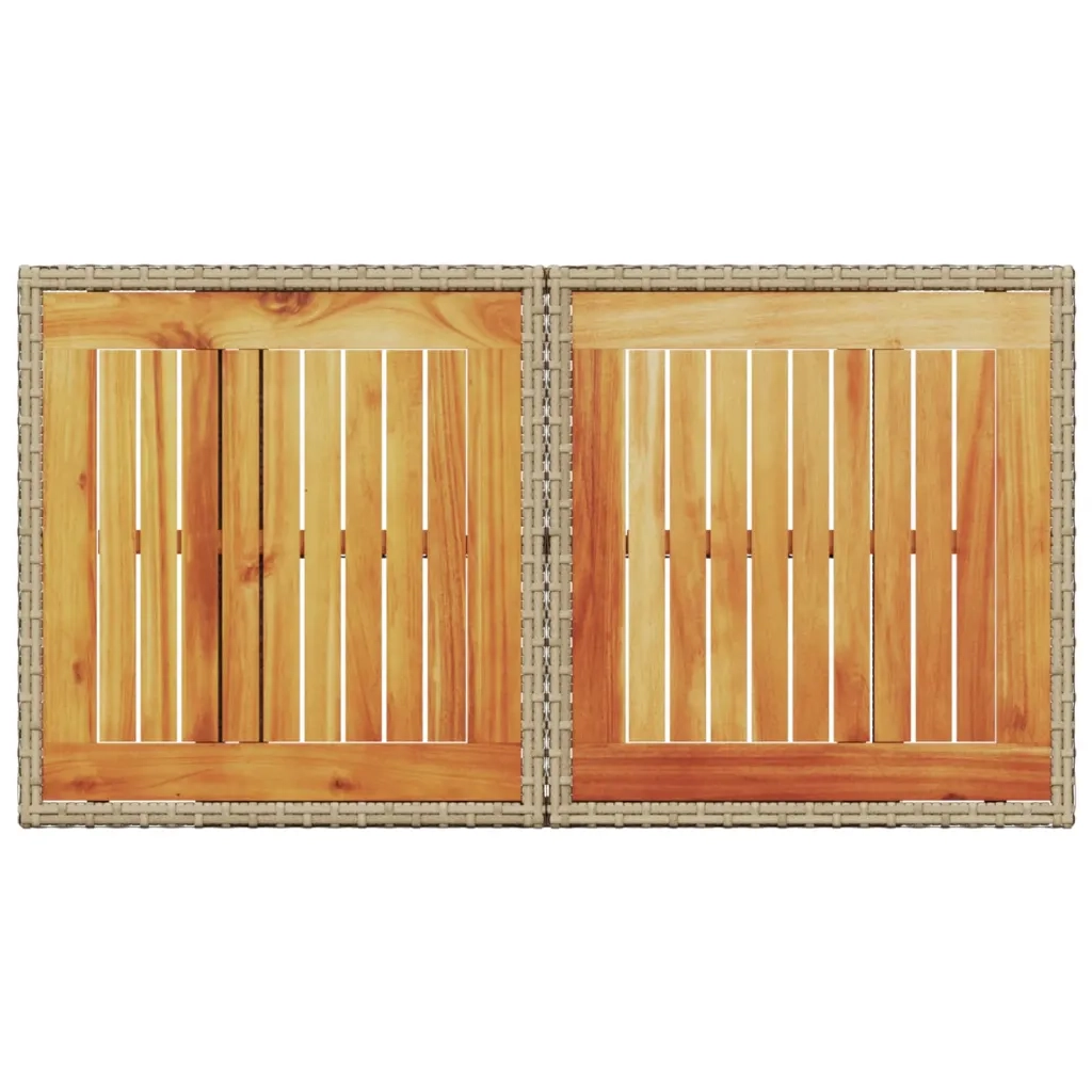 Tavolo da Giardino | Tavolino da esterno Beige 100x55x73 cm Polyrattan e Legno Acacia