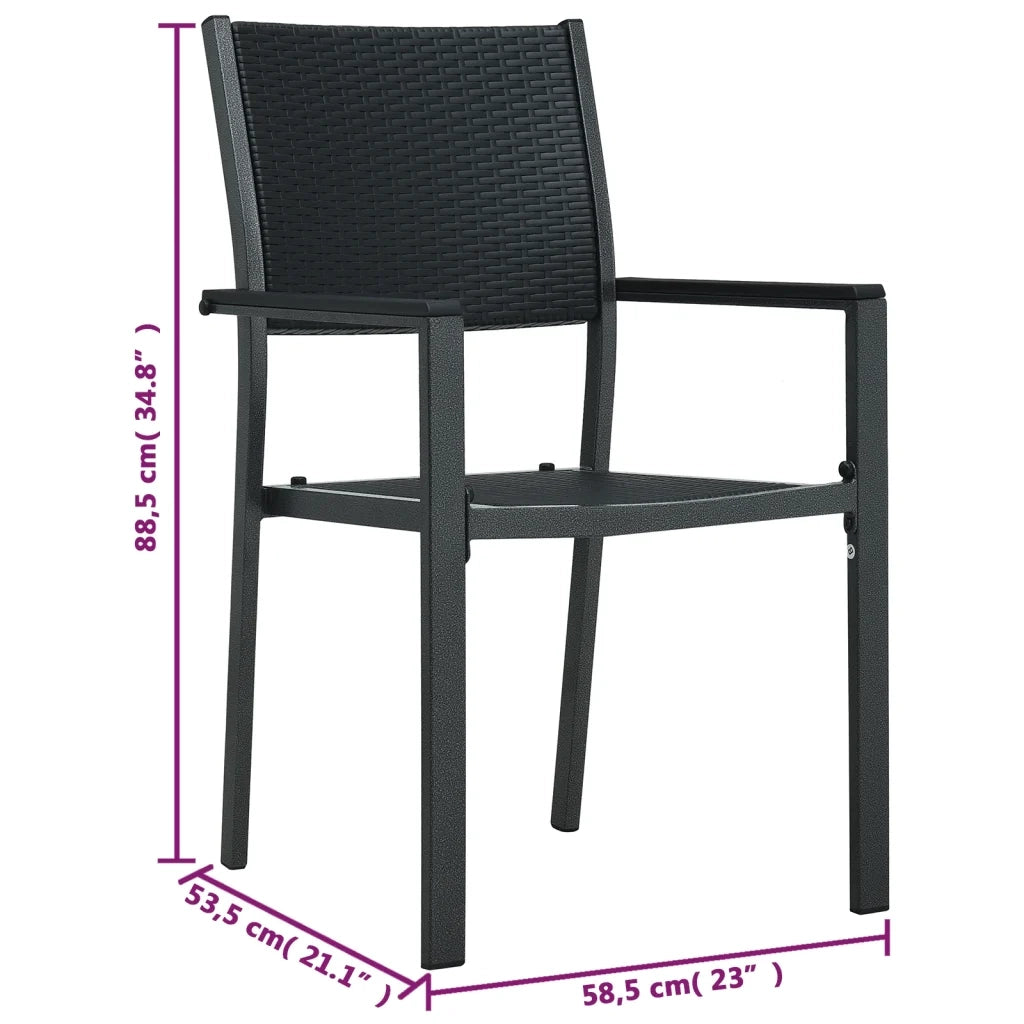 Sedie da Giardino 4 pz | Sedie da Esterno Nere in Plastica Stile Rattan