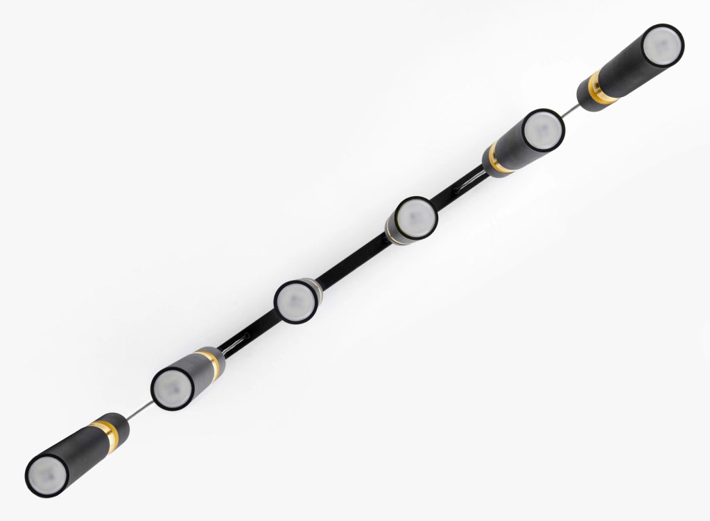 Lampada sospensione barra 90cm nero oro 6xGU10 ALAS