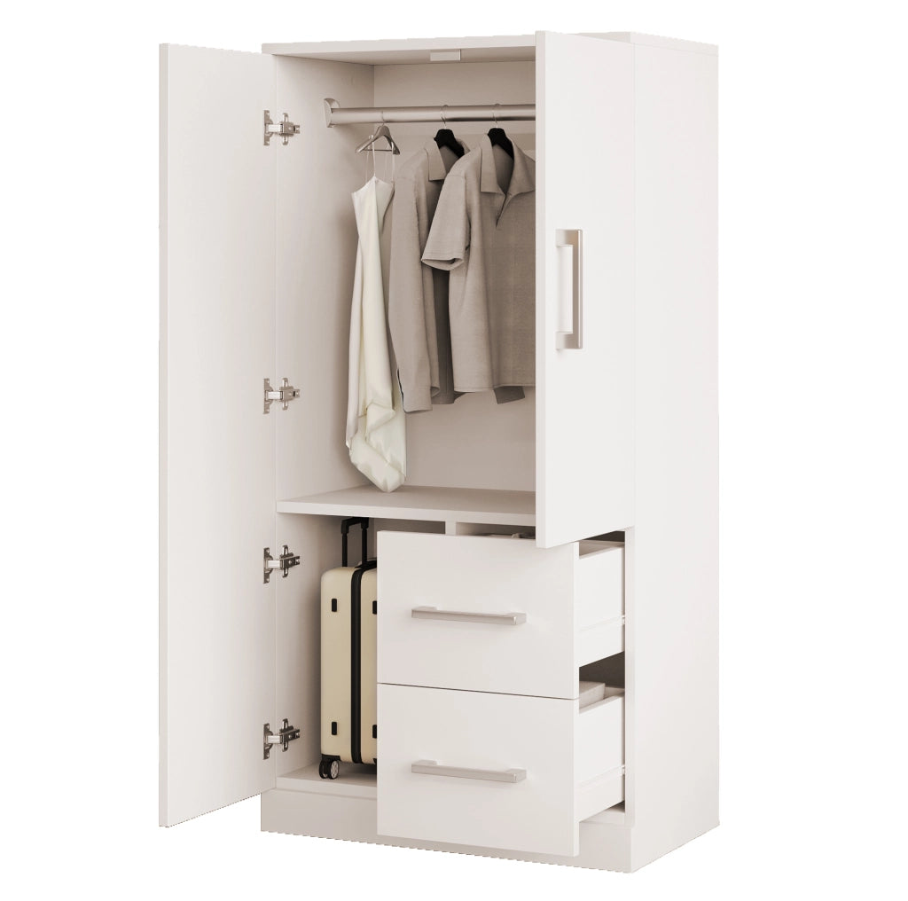 Armadio per bambini 70x40x135 cm con 2 ante e cassetti