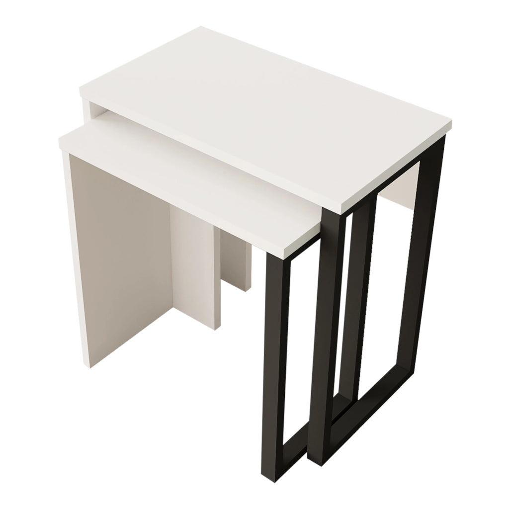 Set di 2 Tavolini Sovrapponibili Vesanto - Bianco [en.casa]