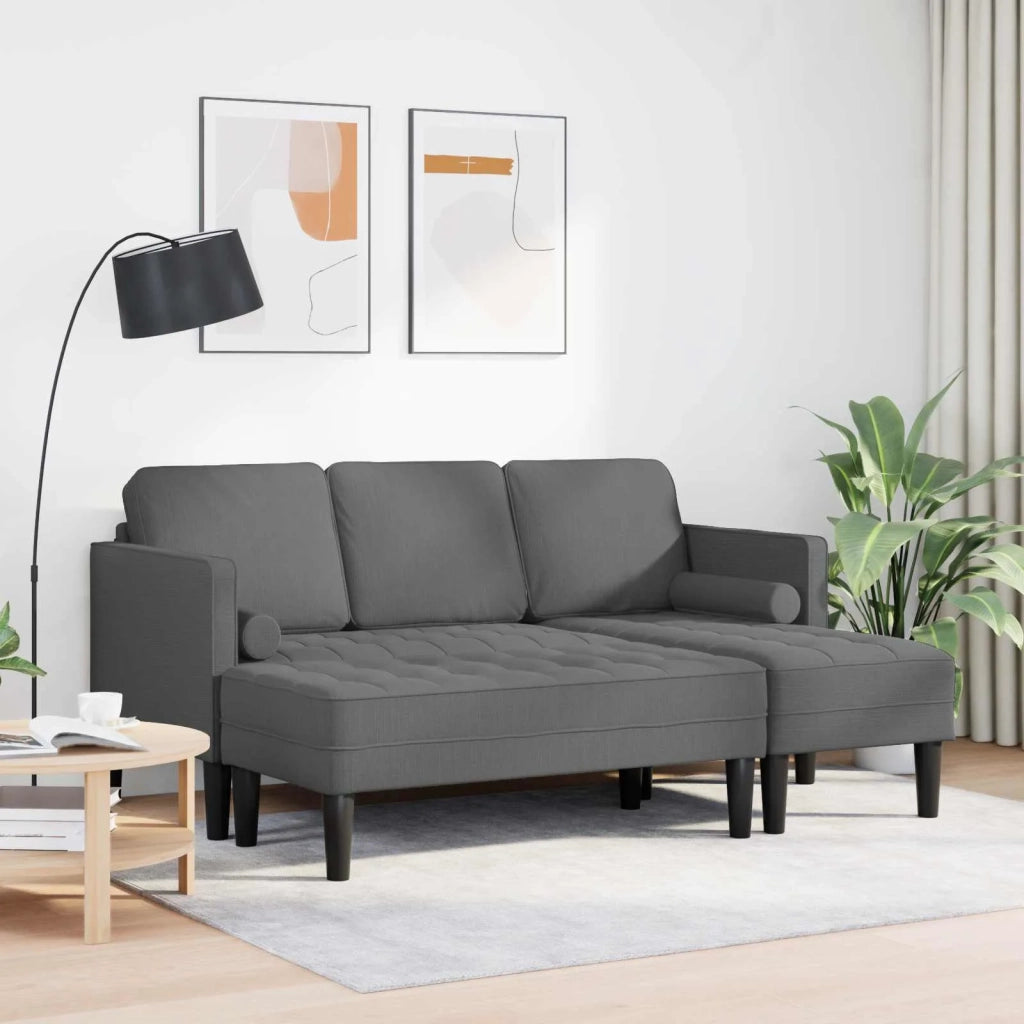 Set di divani con cuscino 2 pcs Grigio scuro Poliestere 3329253