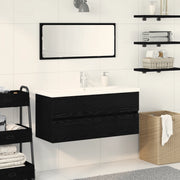 Mobile lavabo  con bacino integrato Rovere Nero Legno Ingegnerizzato