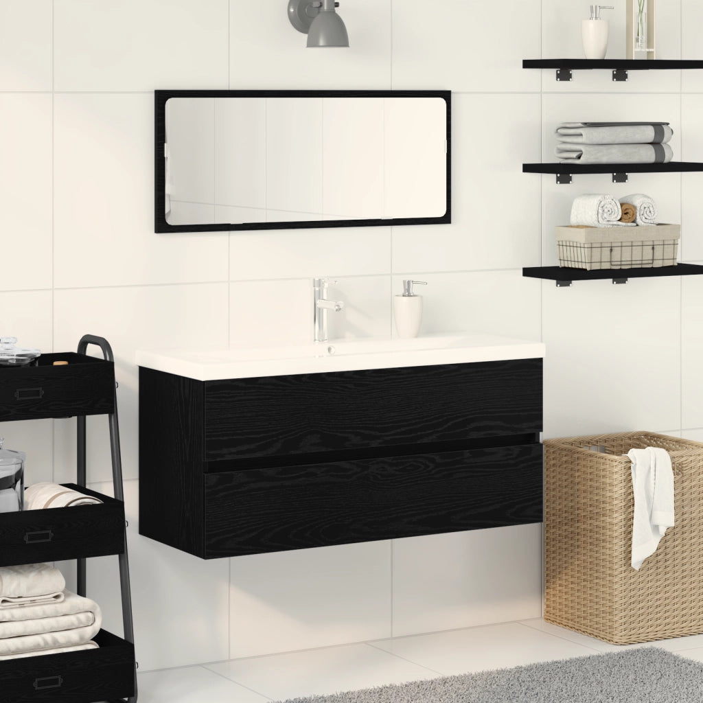 Mobile lavabo  con bacino integrato Rovere Nero Legno Ingegnerizzato