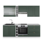 Cucina componibile Fame-Line Verde-oro rustico/Bianco 235 cm, PL Marmo Vicco