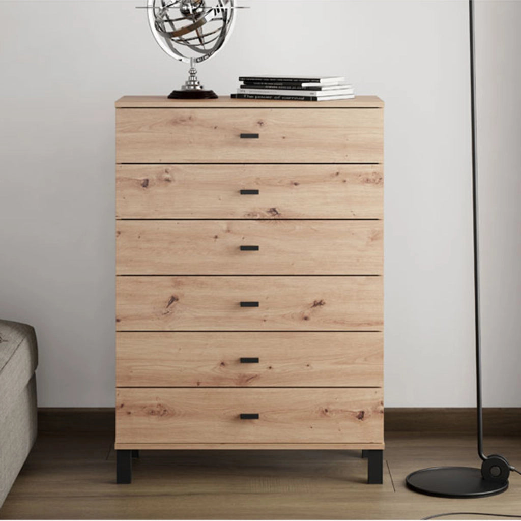 Madia Otaval, Credenza 6 Cassetti, 77x35x110h cm Marrone Rovere Nodi