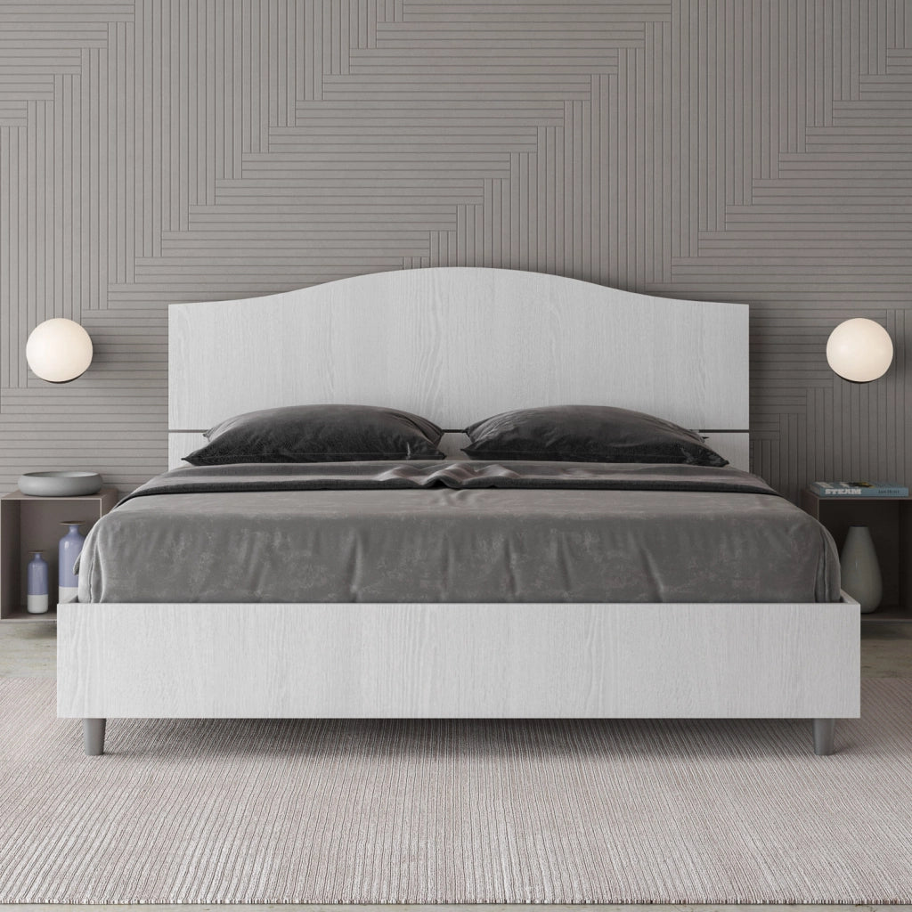 BS COM Letto matrimoniale con rete 160x200 bianco frassino