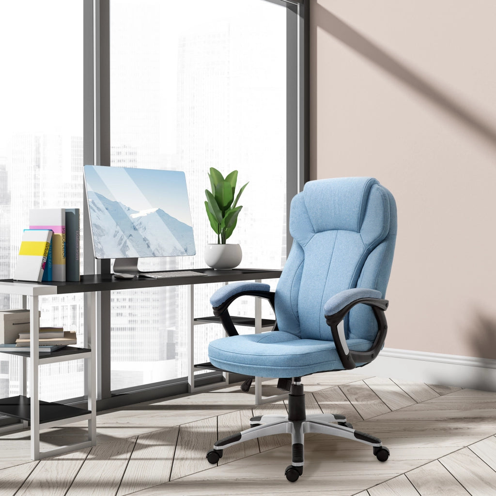 Sedia da ufficio ergonomica con schienale e braccioli imbottiti ¨C zephmum ¨C blu chiaro 66x75x110-120cm