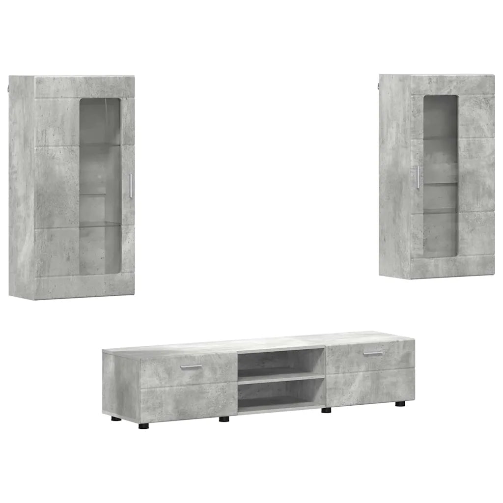 Set mobile TV con porta FLORIN Grigio cemento Legno multistrato
