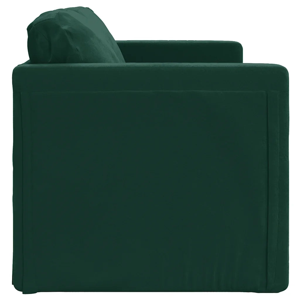 Divano letto | Sof¨¤ letto | Letto singolo da Terra 2 in 1 Verde Scuro 122x204x55 cm Velluto