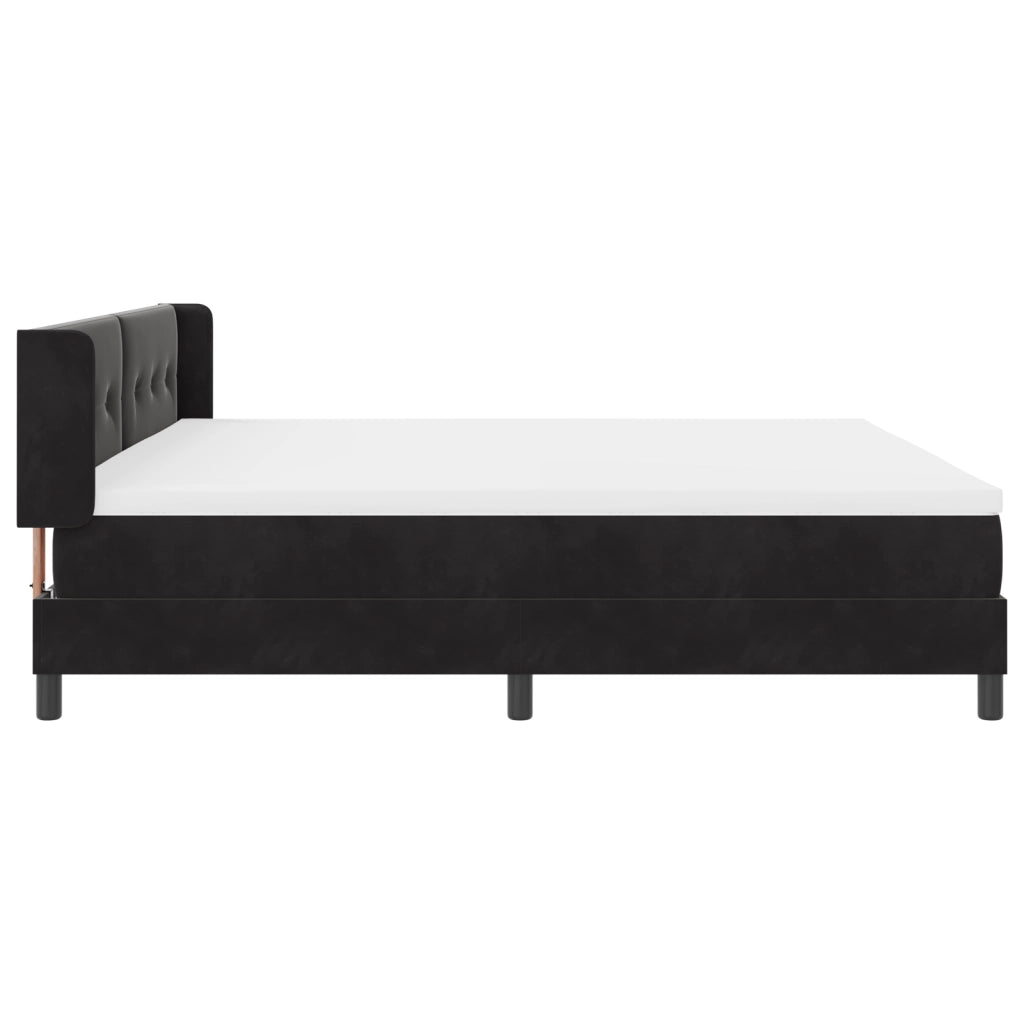 Letto Box Spring  con Materasso Nero 200x200 cm Velluto
