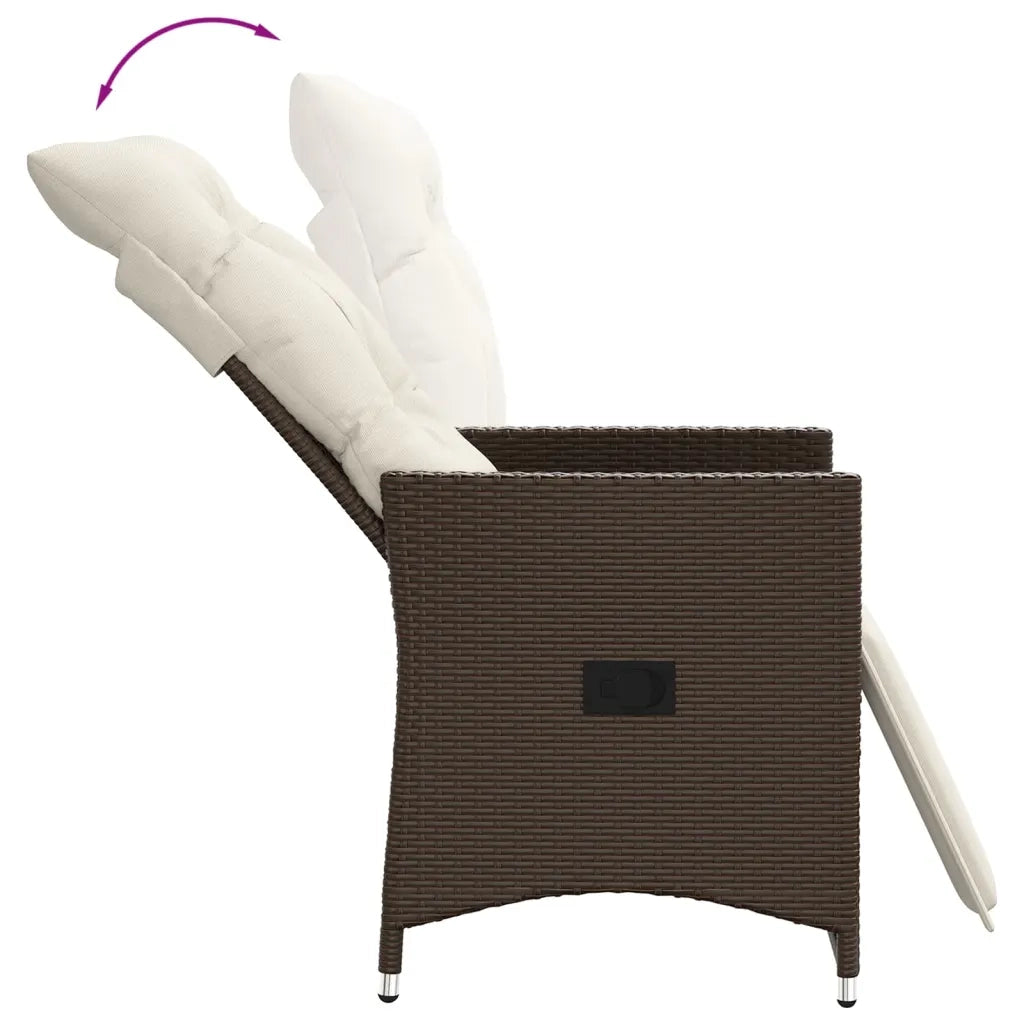 Set BistrÃ² 3 pz con Cuscini Marrone in Polyrattan