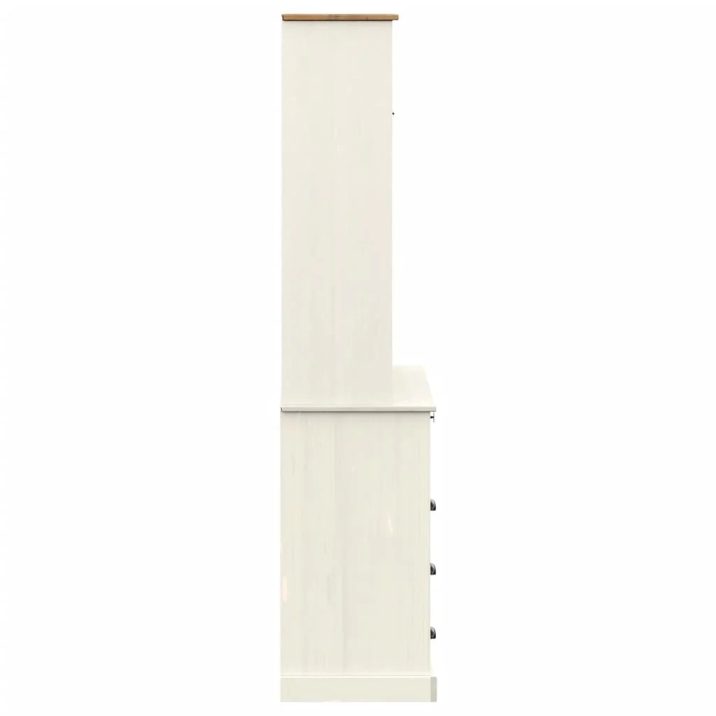 Buffet credenza cassettiera armadio mobile contenitore organizer cucina soggiorno salotto alto 80 x 40 x 176 cm legno massello di pino bianco 02_0035662