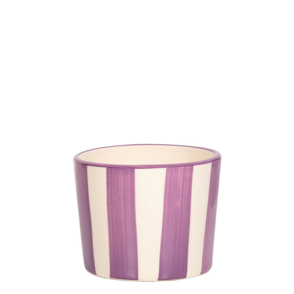 Lido Set 2 Tumbler Righe Viola in Ceramica Artigianale, Bicchiere Decorato a Mano Forma Coppetta Gelato, Made in Italy, Collezione Righe Viola